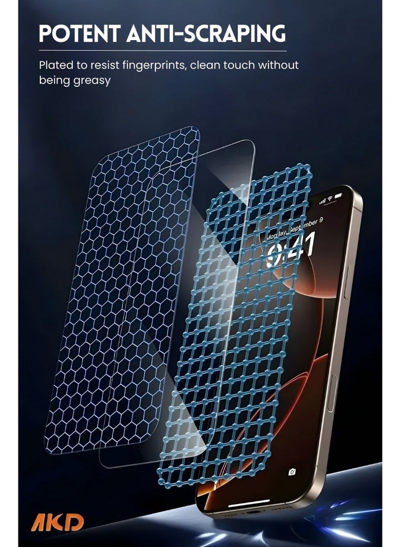 AKD Tempered Glass Screen Protector for iPhone 17 Pro Max, 9H Hardness 2.5D HD Clear High Penetration Touch Sensitive Protective Glass Film, Perfect Fit Scratch Protection Screen Guard (Clear) - Image 2